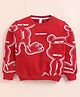 giniekids Cotton Blend Knit Full Sleeves Abstract Printed Pre Winter Sweatshirt - Red