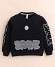 giniekids Cotton Blend Knit Full Sleeves Brave Text Printed Pre Winter Sweatshirt - Black