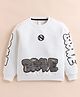 giniekids Cotton Blend Knit Full Sleeves Brave Text Printed Pre Winter Sweatshirt - Off White