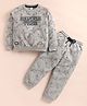 giniekids Cotton Blend Knit Full Sleeves Expose Tees Text Printed Coordinating Pre Winter Sweatshirt & Joggers Set - Grey