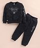 giniekids Cotton Blend Knit Full Sleeves Expose Tees Text Printed Coordinating Pre Winter Sweatshirt & Joggers Set - Deep Grey