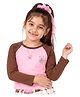 Plan B Cotton Elastane Knit Full Raglan Sleeves Teddy Bear Printed Tee - Pink