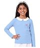 Plan B Cotton Elastane Knit Full Sleeves In My Winning Era Text Printed Tee - Blue
