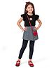 Plan B Cotton Knit Half Frill Sleeves Pastry Printed Tee & Skeggings Set - Black