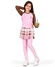 Plan B Cotton Knit Full Raglan Sleeves Teddy Bear Printed Tee & Skeggings Set - Pink