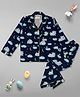 Pyjama Party 100% Cotton Woven Full Sleeves Bunny & Clouds Printed Coordinating Shirt & Pajama Night Suit - Blue