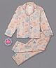Pyjama Party 100% Cotton Woven Full Sleeves Funfair Printed Coordinating Shirt & Pajama Night Suit - Pink