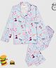Pyjama Party 100% Cotton Woven Full Sleeves Morning Breakfast Printed Coordinating Night Suit - Light Blue