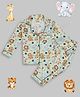 Pyjama Party 100% Cotton Woven Full Sleeves Animals Printed Coordinating Shirt & Pajama Night Suit - Light Green
