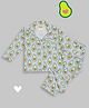 Pyjama Party Cotton Rayon Woven Full Sleeves Avocado Printed Coordinating Shirt & Pajama Night Suit - Lilac