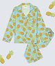 Pyjama Party Cotton Rayon Woven Full Sleeves Pineapple Printed Coordinating Shirt & Pajama Night Suit - Blue