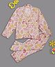 Pyjama Party Cotton Rayon Woven Full Sleeves Beach Theme Printed Coordinating Shirt & Pajama Night Suit - Pink