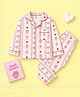 Fancy Fluff Pure Cotton Woven Full Sleeves Strawberry Theme Printed Coordinating Shirt & Pajama Night Suit - Pink
