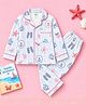Fancy Fluff Pure Cotton Woven Full Sleeves Beach Theme Printed Coordinating Shirt & Pajama Night Suit - Multi Colour