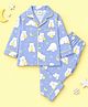 Fancy Fluff Pure Cotton Woven Full Sleeves Polar Bear Theme Printed Coordinating Shirt & Pajama Night Suit - Blue