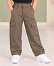 Kiddopanti Cotton Woven Solid Cargo Pants - Dark Brown