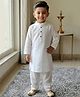 Snowflakes Silk Woven Full Sleeves Solid Kurta & Pyjama Set - White