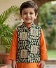 Snowflakes Cotton Woven Sleeveless Tribal Printed Jacket - Green