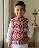 Snowflakes Cotton Woven Sleeveless Geometric Printed Jacket - Maroon
