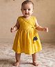 Snowflakes Rayon Woven Sleeveless Floral Printed Dress - Yellow