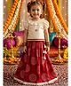 Snowflakes Rayon Woven Half Puffed Sleeves Geometric Printed & Elephant Applique Detailed Lehenga & Choli Set - White & Maroon