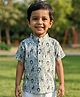 Snowflakes Cotton Woven Half Sleeves Animal Printed Short Kurta - Grey