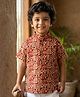 Snowflakes Cotton Woven Half Sleeves Ethnic Printed Short Kurta - Maroon
