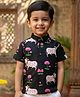 Snowflakes Cotton Woven Half Sleeves Pichwai Printed Short Kurta - Black