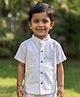 Snowflakes Cotton Woven Half Sleeves Solid Shirt - White