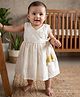 Snowflakes Cotton Silk Woven Sleeveless Floral Printed Dress - Off White