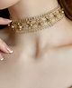 Ziory Pearl Embellished Floral Detailed Choker Necklace - Golden