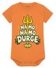 Arvesa Cotton Knit Durga Puja Theme Half Sleeves Namo Namo Durge Text Printed Onesie - Orange