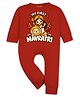 Arvesa Cotton Knit Navratri Theme Full Sleeves My First Navratri Text Printed Romper - Red