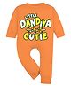 Arvesa Cotton Knit Navratri Theme Full Sleeves Little Dandiya Cutie Text Printed Romper - Orange