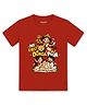 Arvesa Cotton Knit Durga Puja Theme Half Sleeves My First Durga Puja With Mummy & Papa Text Printed Tee - Red