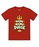 Arvesa Cotton Knit Durga Puja Theme Half Sleeves Namo Namo Durge Text Printed Tee - Red