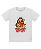 Arvesa Cotton Knit Durga Puja Theme Half Sleeves My First Durga Puja Text Printed Tee - White