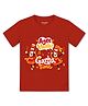 Arvesa Cotton Knit Navratri Theme Half Sleeves Ayee Haalo Garba Time Text Printed Tee - Red