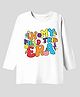 KAVEE Cotton Knit Full Sleeves In My Field Trip Era Text Printed Tee - White