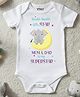 YO!4U Cotton Knit Half Sleeves Elephant On Moon Printed Onesie - White