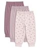 Cocoon Care Bamboo Knit Pack Of 3 Solid & Animal Printed Joggers - Pink