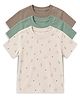 Cocoon Care Bamboo Knit Pack Of 3 Half Sleeves Solid & Bunny Printed Tees - Multi Colour