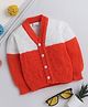 Little Angels Knit Full Sleeves Colour Blocked Cardigan - Red