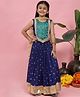Little Bansi Cotton Woven Sleeveless Leaves Embroidered Lace Embellished Choli & Lehenga With Dupatta Set - Royal Blue