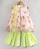 Little Bansi Georgette Woven Sleeveless Floral Printed Lace Embellished Kurti & Sharara With Dupatta Set - Baby Pink