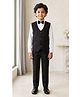Ahhaaaa Silk Woven Full Sleeves Floral Designed Stones Embellished 3 Piece Party Suit Set With Bow - Black