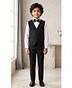 Ahhaaaa Silk Woven Full Sleeves Floral Designed Stones Embellished 3 Piece Party Suit Set With Bow - Black
