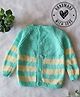 Woonie Handknitted Full Sleeves Striped Sweater - Light Green