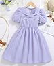 Sky Carry Woven Puffed Sleeves Lace Embellished Textured Dress - Lavender