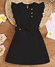 Sky Carry Woven Half Sleeves Textured Dress With Sling Bag - Black
